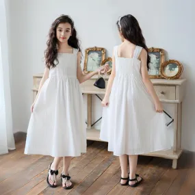 夏提花吊带连衣裙 Girl's Summer Sleeveless Jacquard Sundress