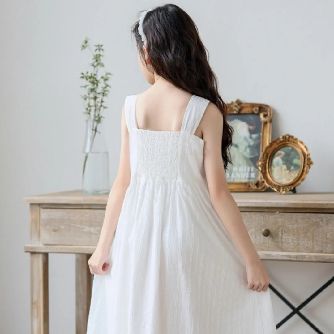 夏提花吊带连衣裙 Girl's Summer Sleeveless Jacquard Sundress