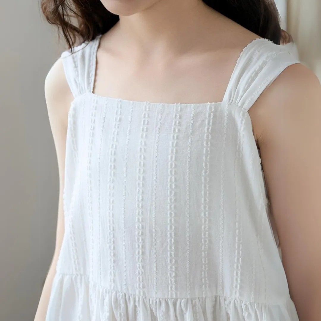 夏提花吊带连衣裙 Girl's Summer Sleeveless Jacquard Sundress