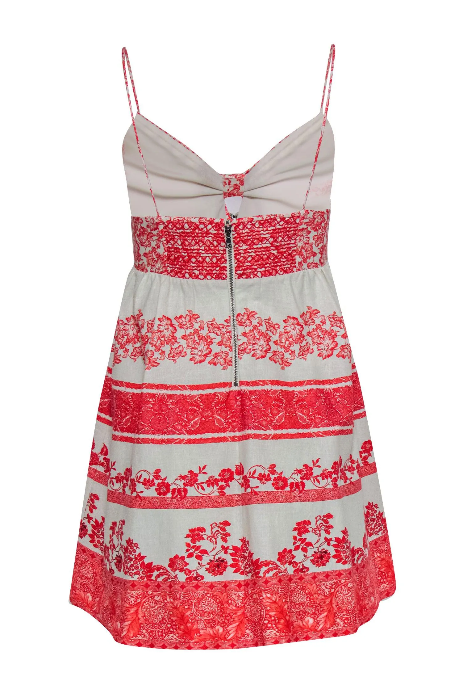Alice & Olivia - Red & Cream Floral Linen & Cotton Sundress Sz 0