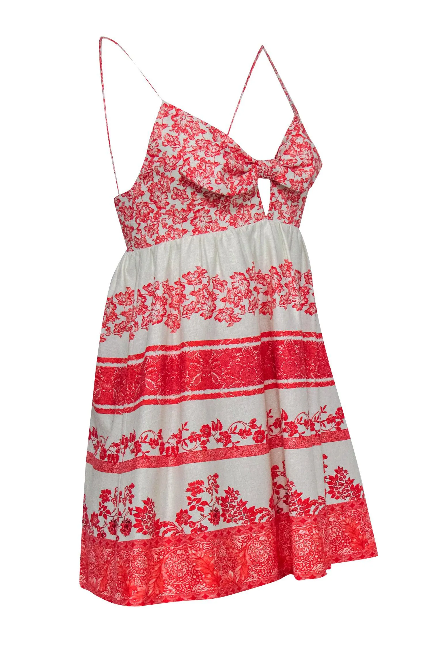 Alice & Olivia - Red & Cream Floral Linen & Cotton Sundress Sz 0