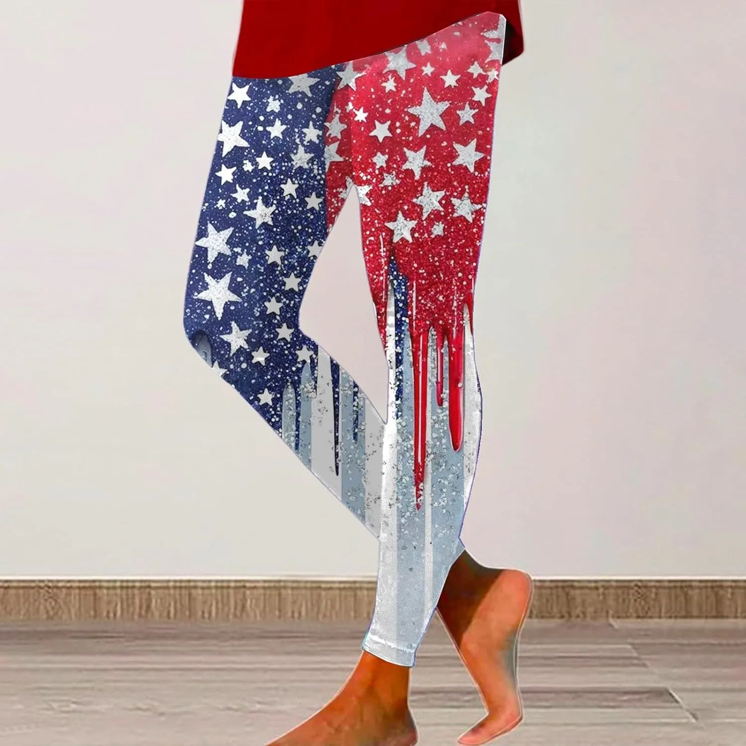 American USA Flag Leggings for Women Patriotic Workout High Waist Yoga Pants Soft Athletic Butt Lifting Tights
