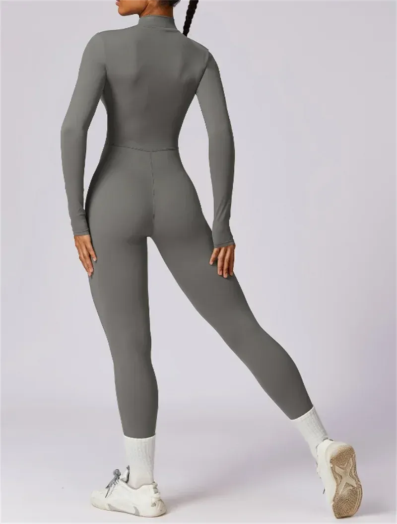 Anna – Women's Half-Zip Long Yoga Jumpsuit