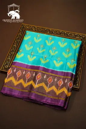 AQUA BLUE WITH PURPLE SOFT SILK SAREE