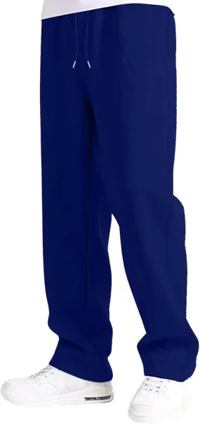 Baggy Sweatpants Men Open Bottom Fleece Straight Leg Jogger Sweat Pants Soft Cotton Athletic Golf Pants with Pockets