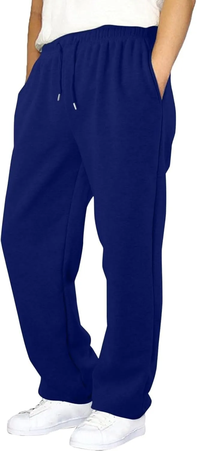 Baggy Sweatpants Men Open Bottom Fleece Straight Leg Jogger Sweat Pants Soft Cotton Athletic Golf Pants with Pockets