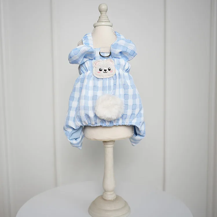 Ball Decor Plaid Breathable Dog Jumpsuits