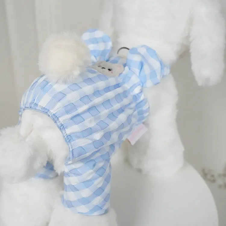 Ball Decor Plaid Breathable Dog Jumpsuits
