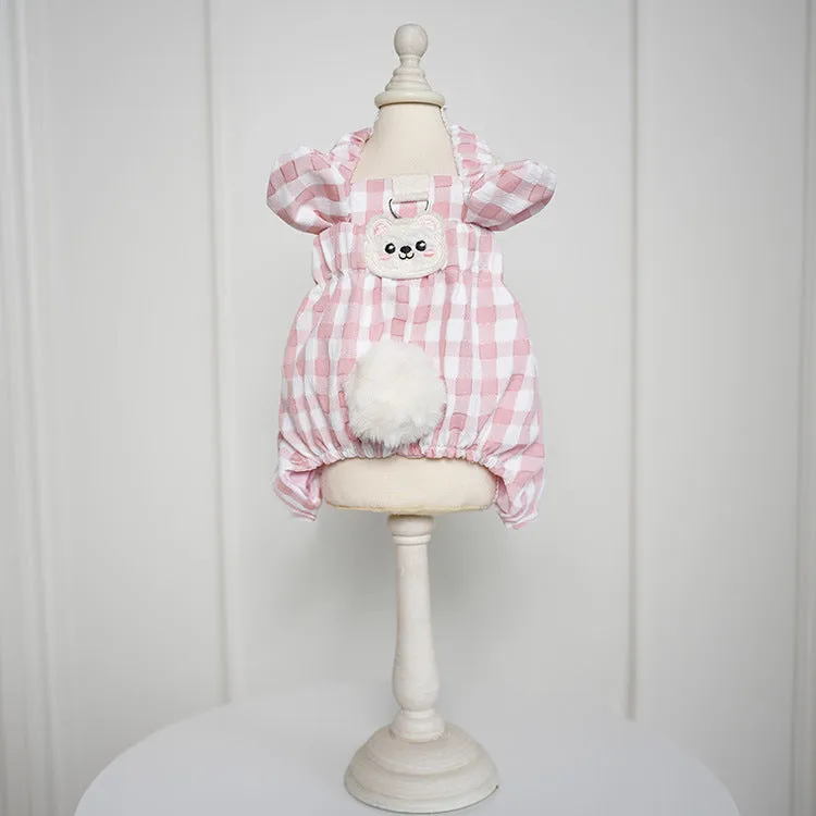 Ball Decor Plaid Breathable Dog Jumpsuits
