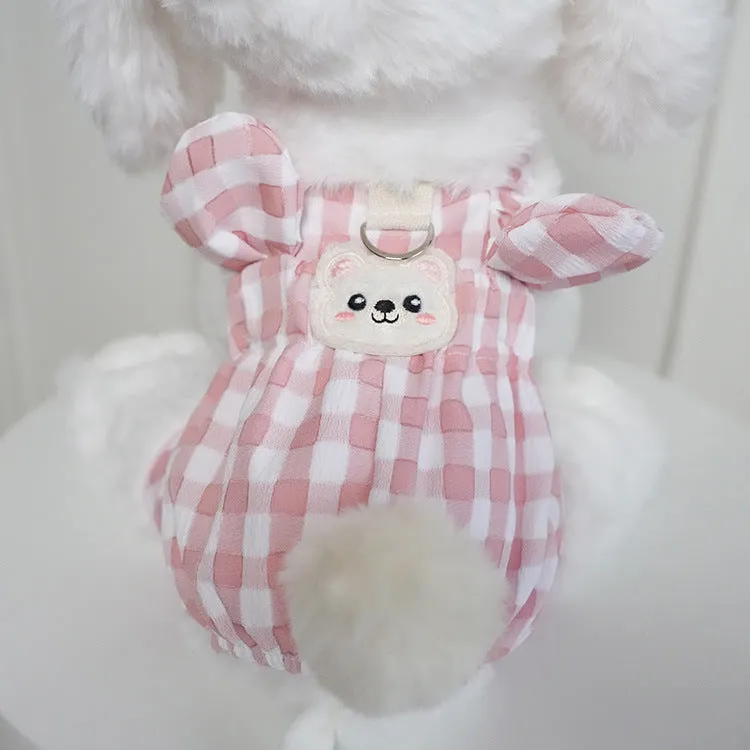 Ball Decor Plaid Breathable Dog Jumpsuits