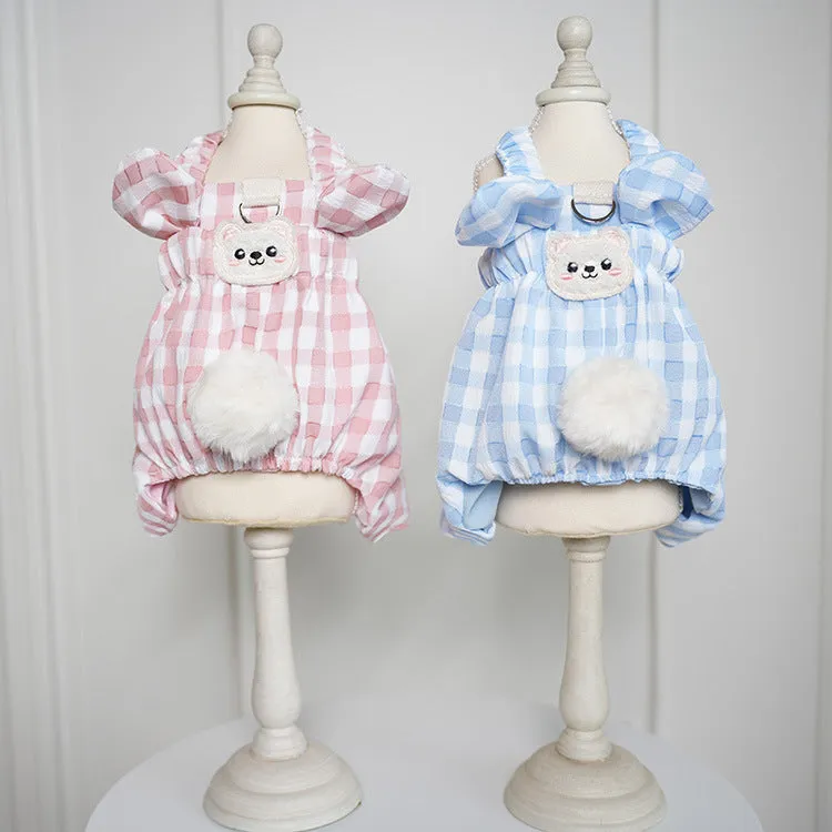 Ball Decor Plaid Breathable Dog Jumpsuits