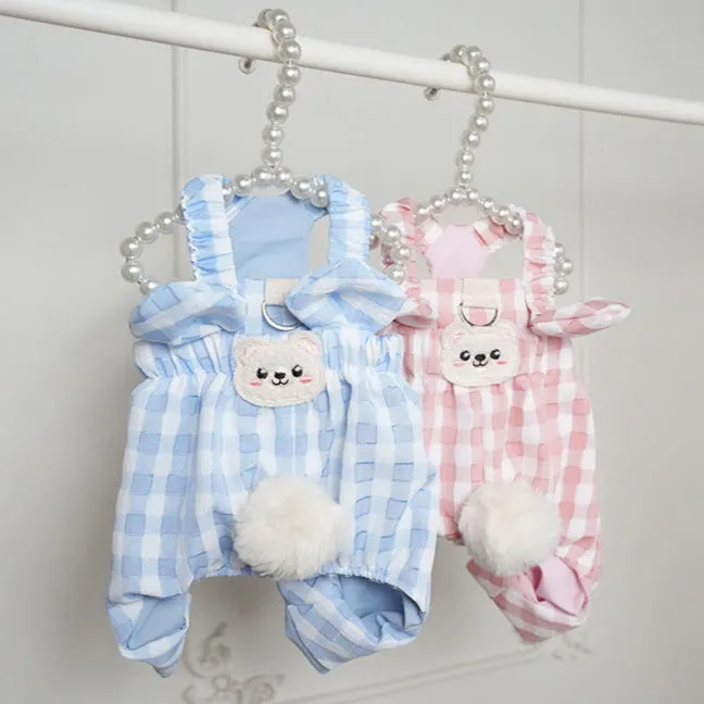 Ball Decor Plaid Breathable Dog Jumpsuits