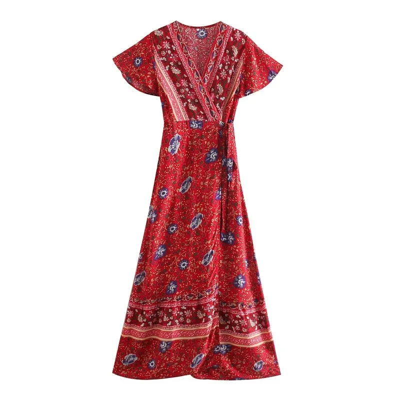 Beach long Bohemian maxi sundress Ladies sexy V neck  Summer Boho dress