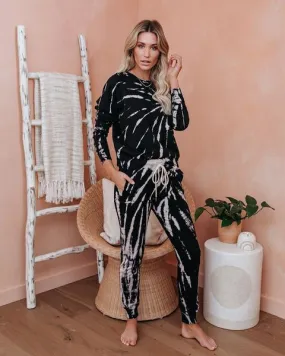 Black Cotton Pocketed Tie Dye Joggers