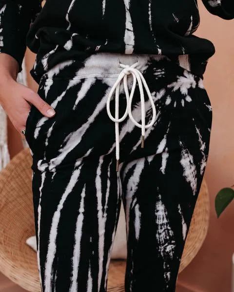 Black Cotton Pocketed Tie Dye Joggers