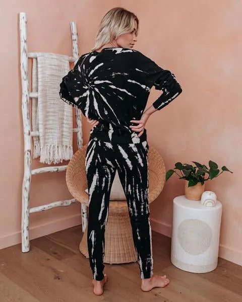 Black Cotton Pocketed Tie Dye Joggers