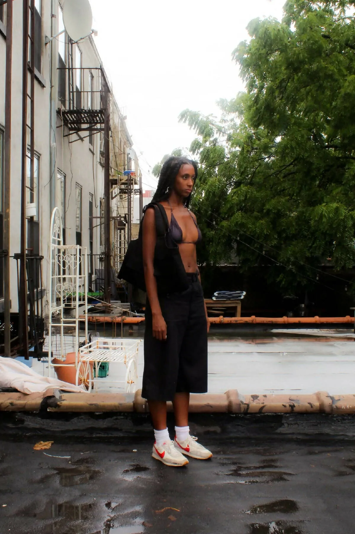 Black Logo Denim Short