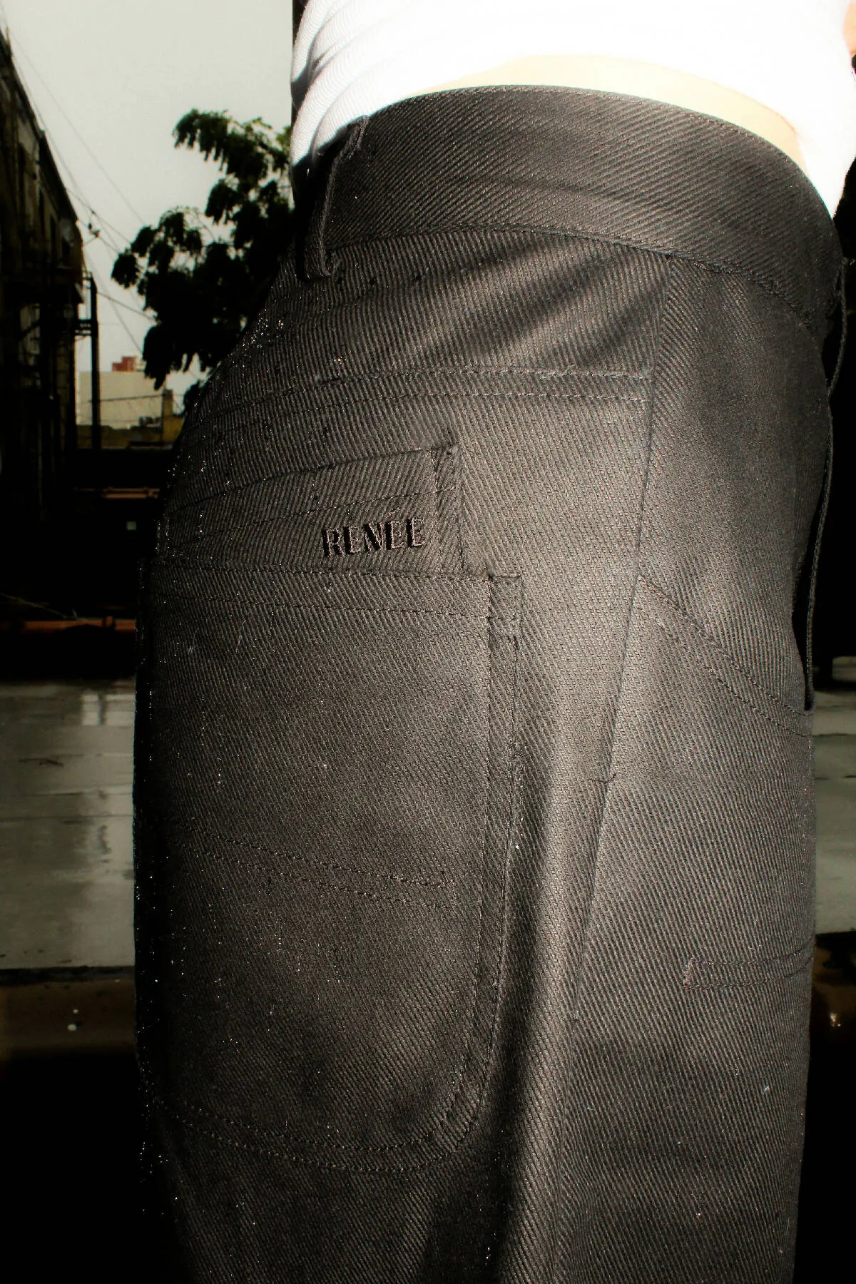 Black Logo Denim Short