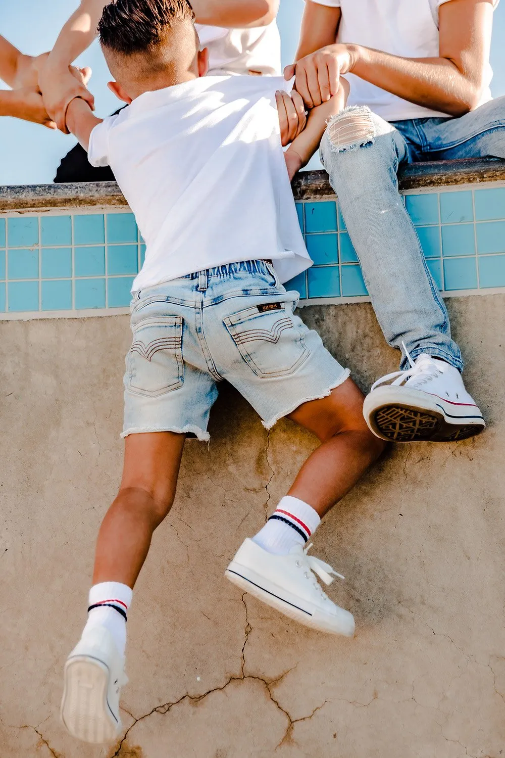 Blue Denim Jeg Shorts