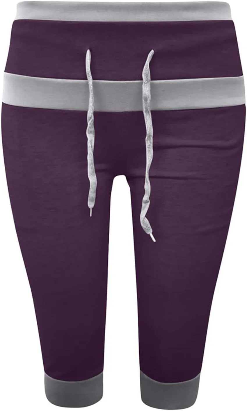 Capri Pants for Women Summer High Waisted Capris Pant Cropped Trouser Pants Stretchy Cinch Bottom Pant with Pocket