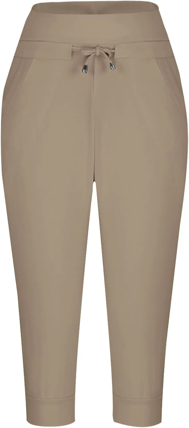 Capri Pants for Women Summer High Waisted Capris Pant Cropped Trouser Pants Stretchy Cinch Bottom Pant with Pocket
