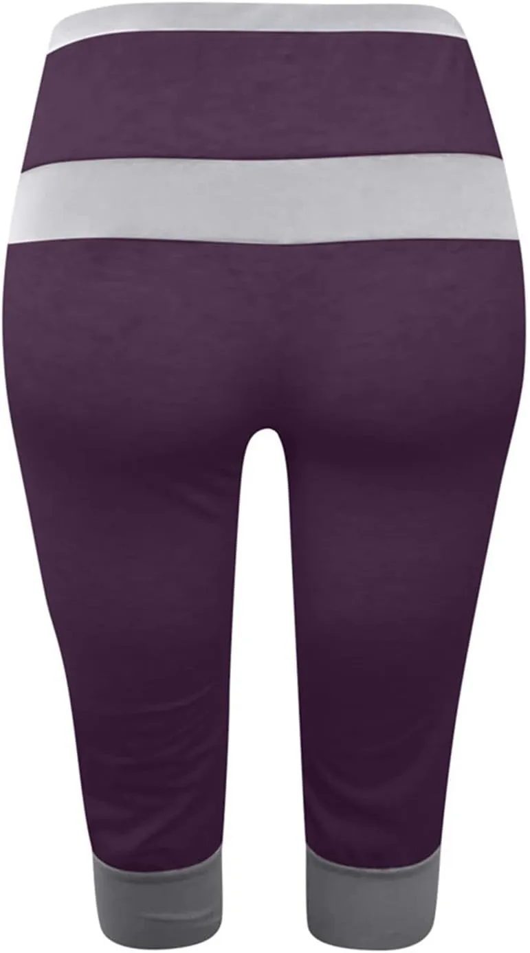Capri Pants for Women Summer High Waisted Capris Pant Cropped Trouser Pants Stretchy Cinch Bottom Pant with Pocket