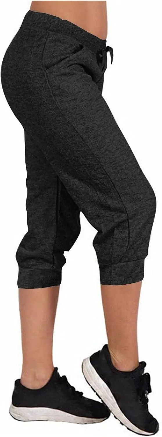 Capri Pants for Women Summer High Waisted Capris Pant Cropped Trouser Pants Stretchy Cinch Bottom Pant with Pocket