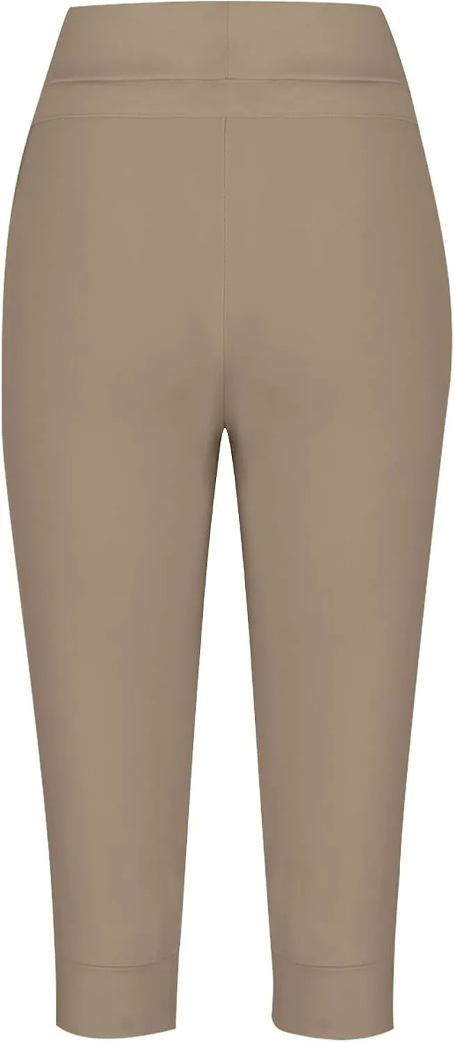 Capri Pants for Women Summer High Waisted Capris Pant Cropped Trouser Pants Stretchy Cinch Bottom Pant with Pocket