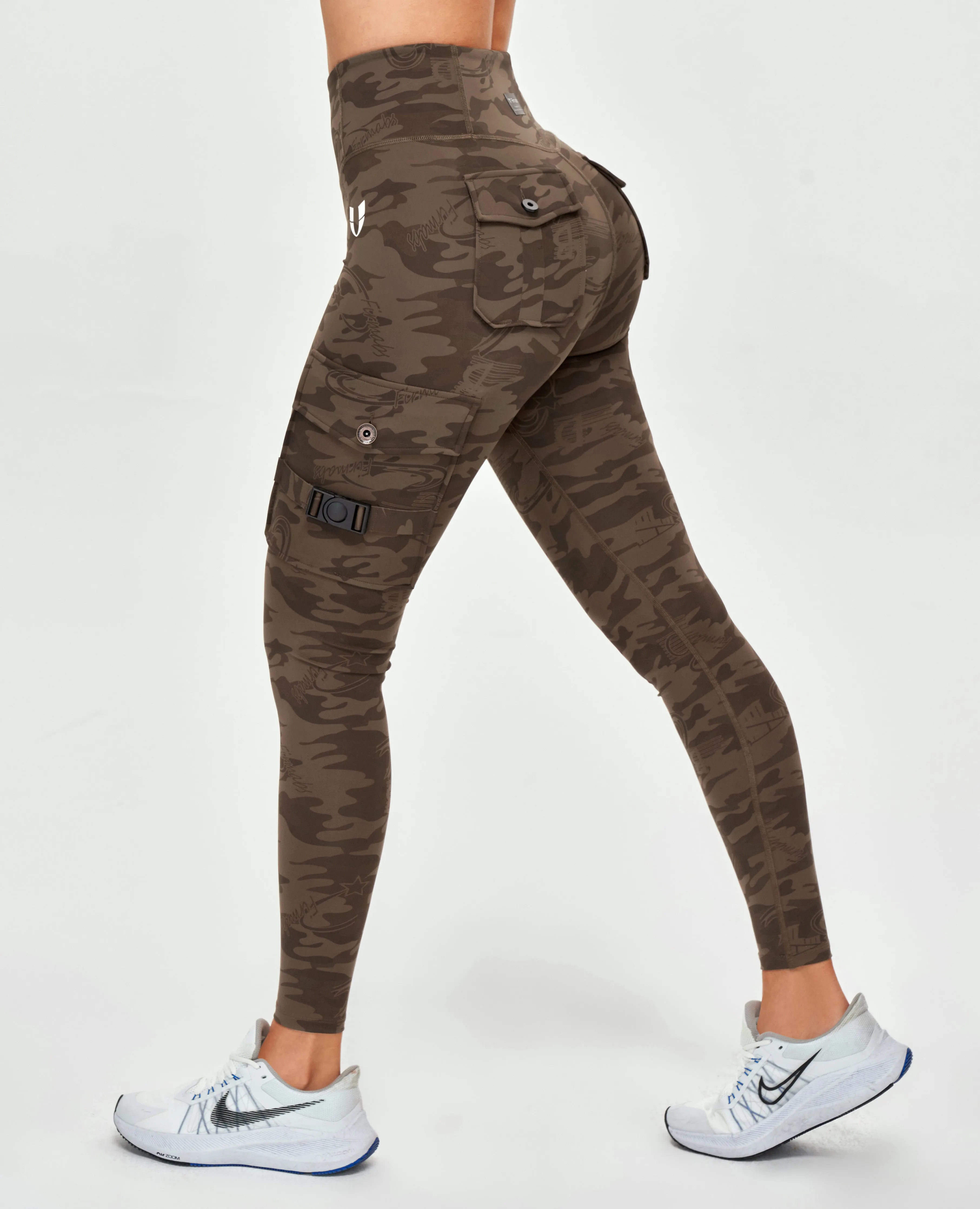 Cargo Fitness Leggings - Brown Camo