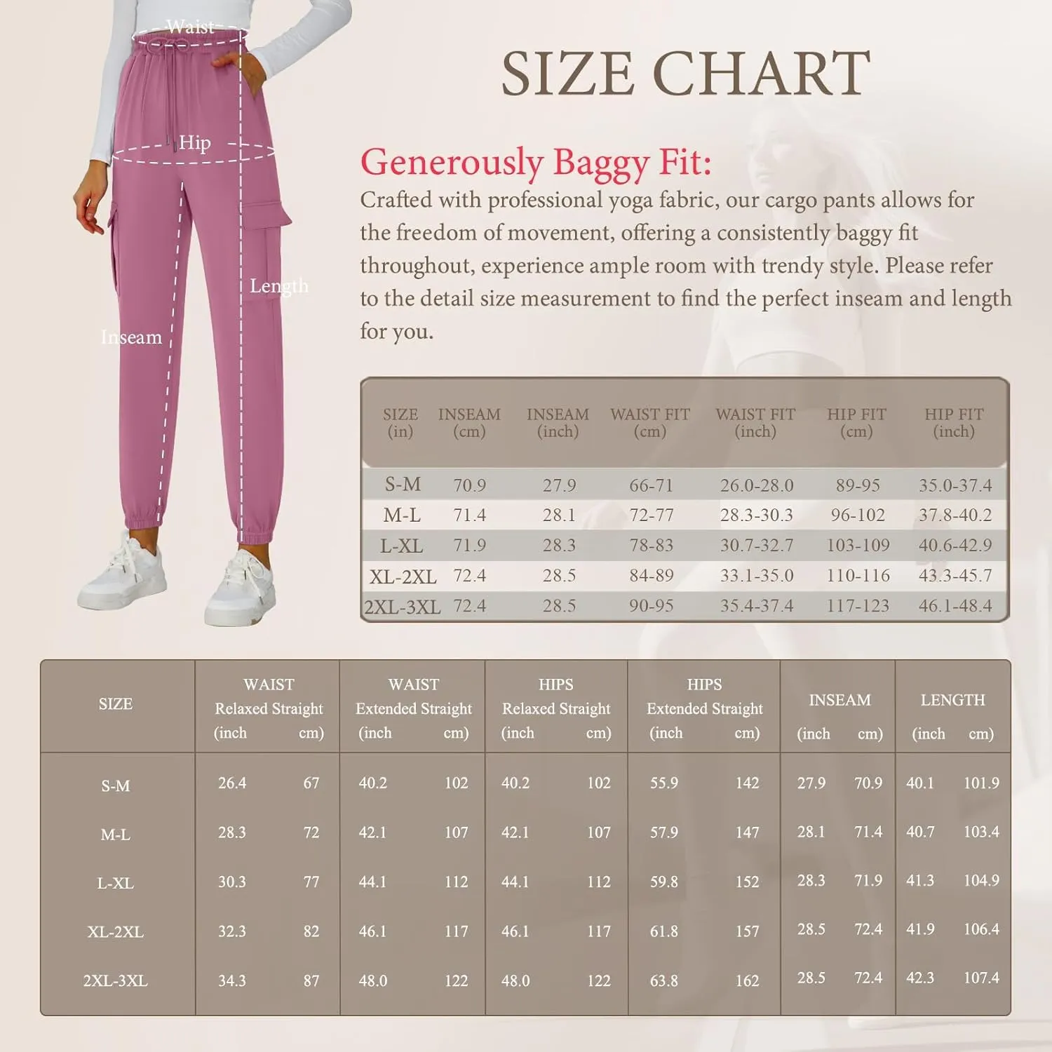 Cargo Pants Women Stretchy Sweatpants Elastic Waist Joggers with Pockets Baggy Hiking Pants Soft Athletic Pants