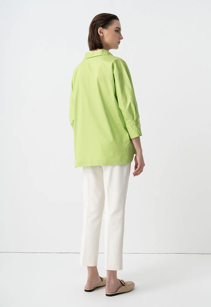Choice Basic Three-Quarter Sleeves Blouse Green