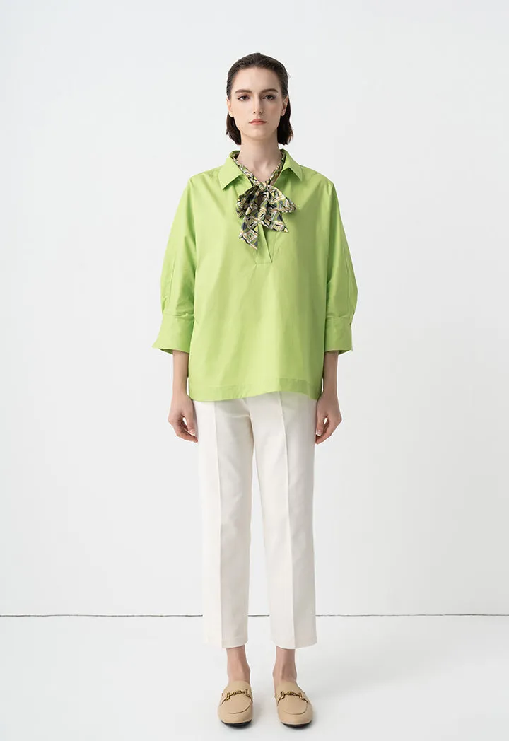 Choice Basic Three-Quarter Sleeves Blouse Green