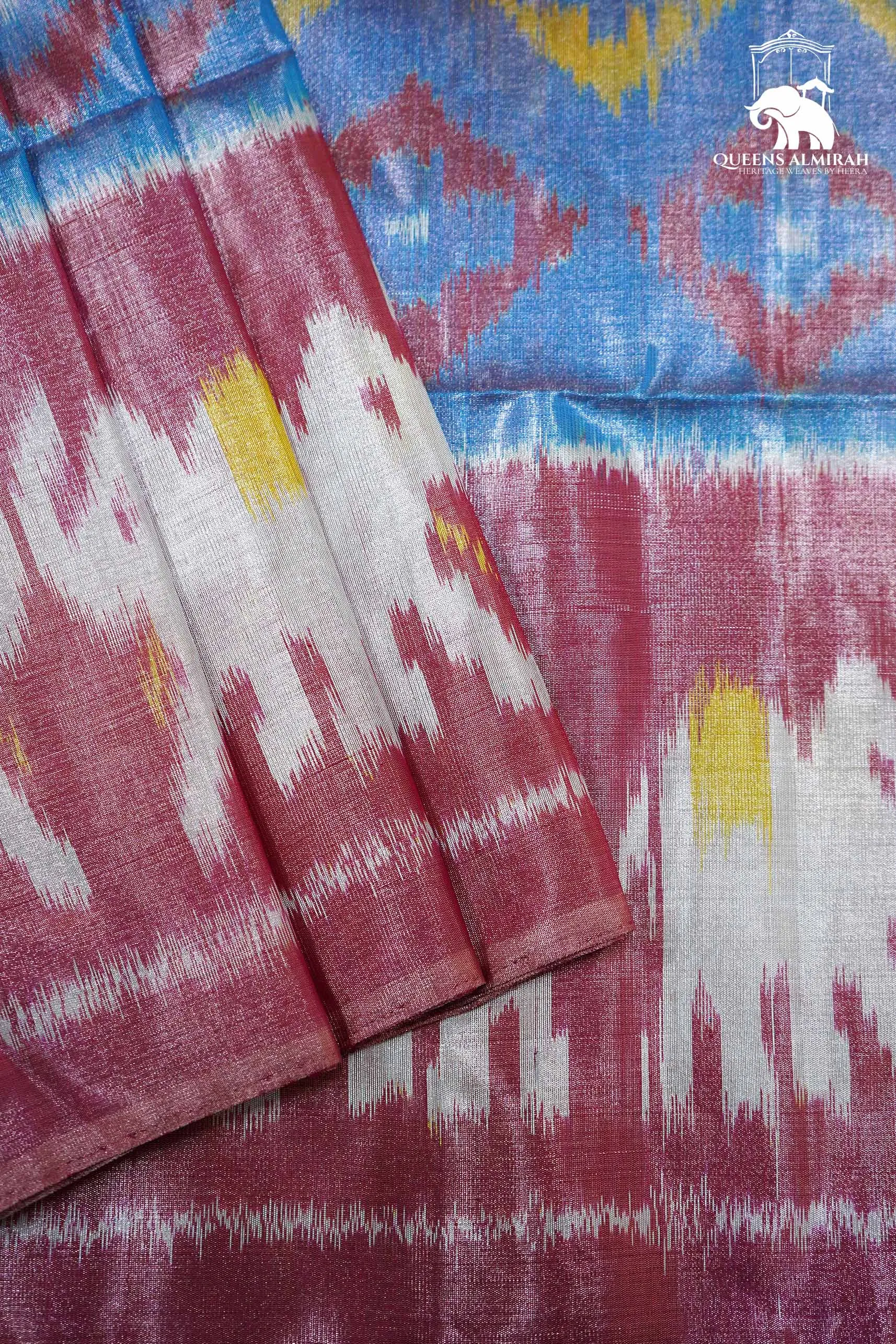 COOL BLUE WITH TURKISH PINK SOFT SILK SAREE