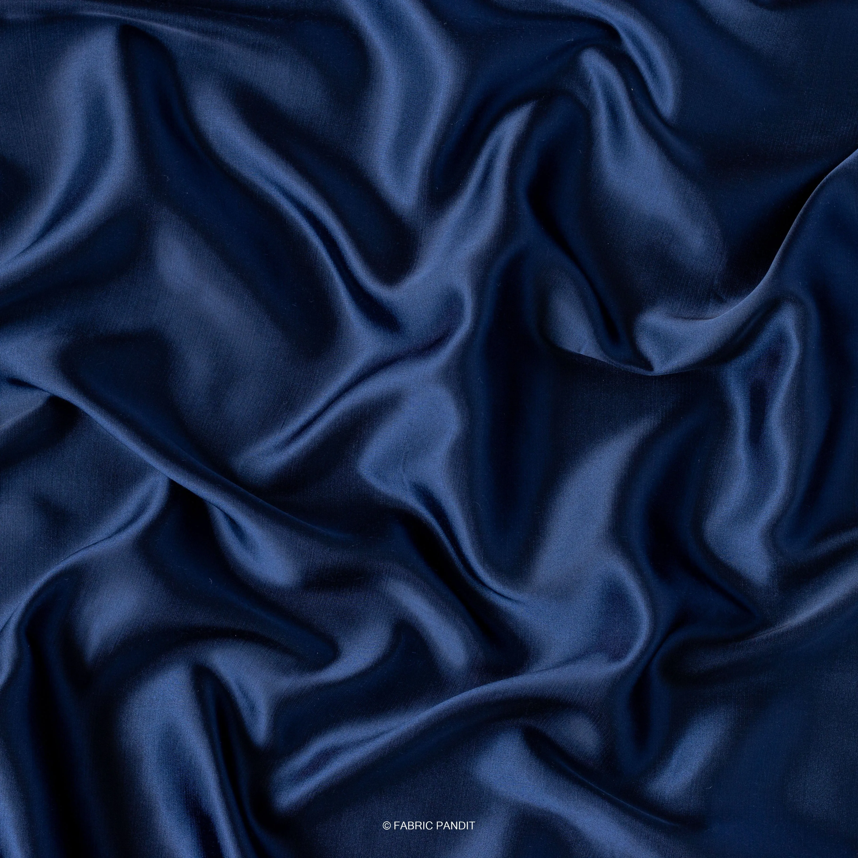Dark Blue Plain Modal Satin Fabric (Width 44 Inches)