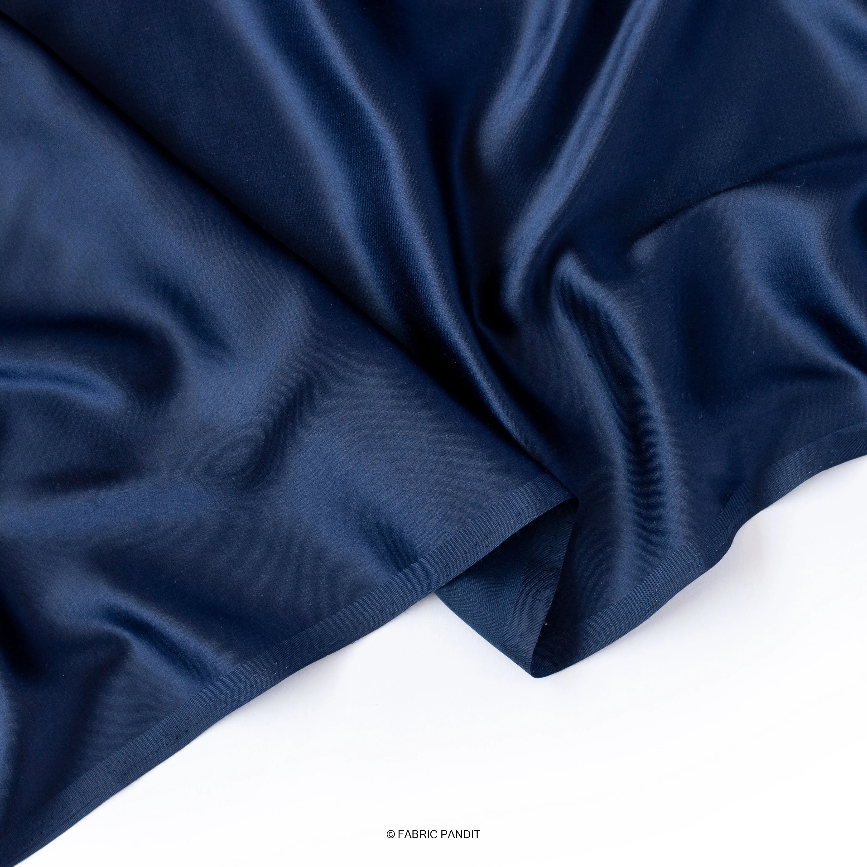 Dark Blue Plain Modal Satin Fabric (Width 44 Inches)