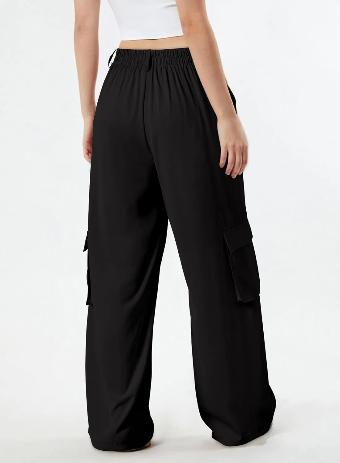 Dokotoo Women's Wide Leg Pants 2024 Flowy Casual Trendy Pants Straight Leg High Waist Stretch Palazzo Pants with 4 Pockets