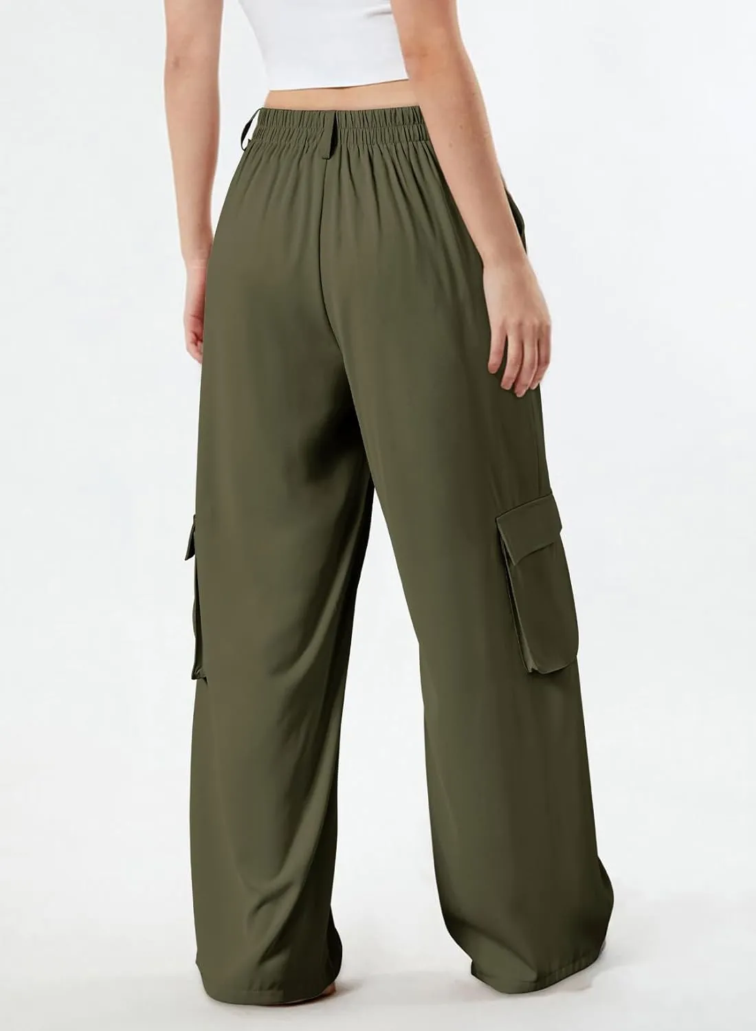 Dokotoo Women's Wide Leg Pants 2024 Flowy Casual Trendy Pants Straight Leg High Waist Stretch Palazzo Pants with 4 Pockets