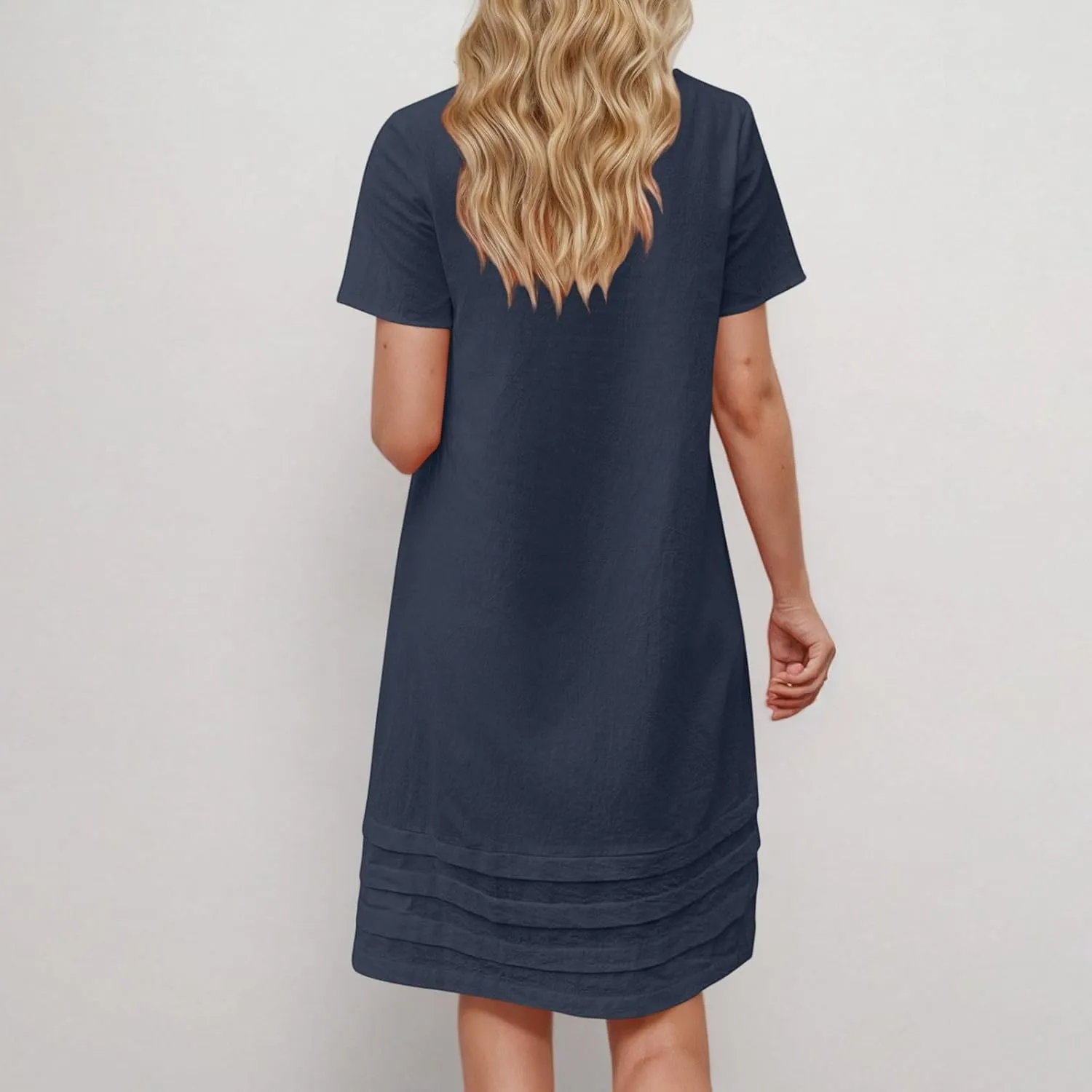 Dresses for Women Casual Summer Short Sleeve Tunic Swing Dress Comfy Loose Fit Travel Work Outfits