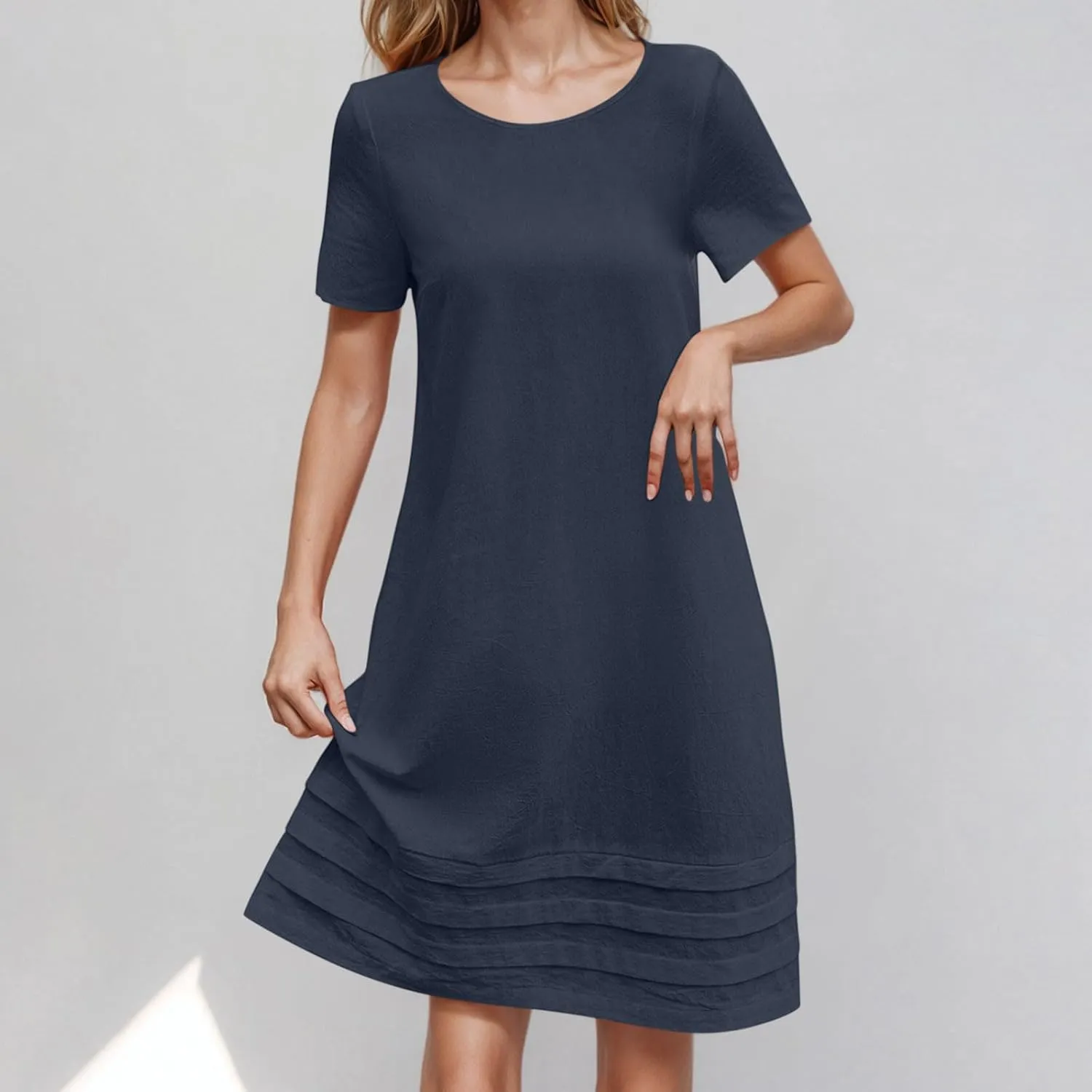 Dresses for Women Casual Summer Short Sleeve Tunic Swing Dress Comfy Loose Fit Travel Work Outfits