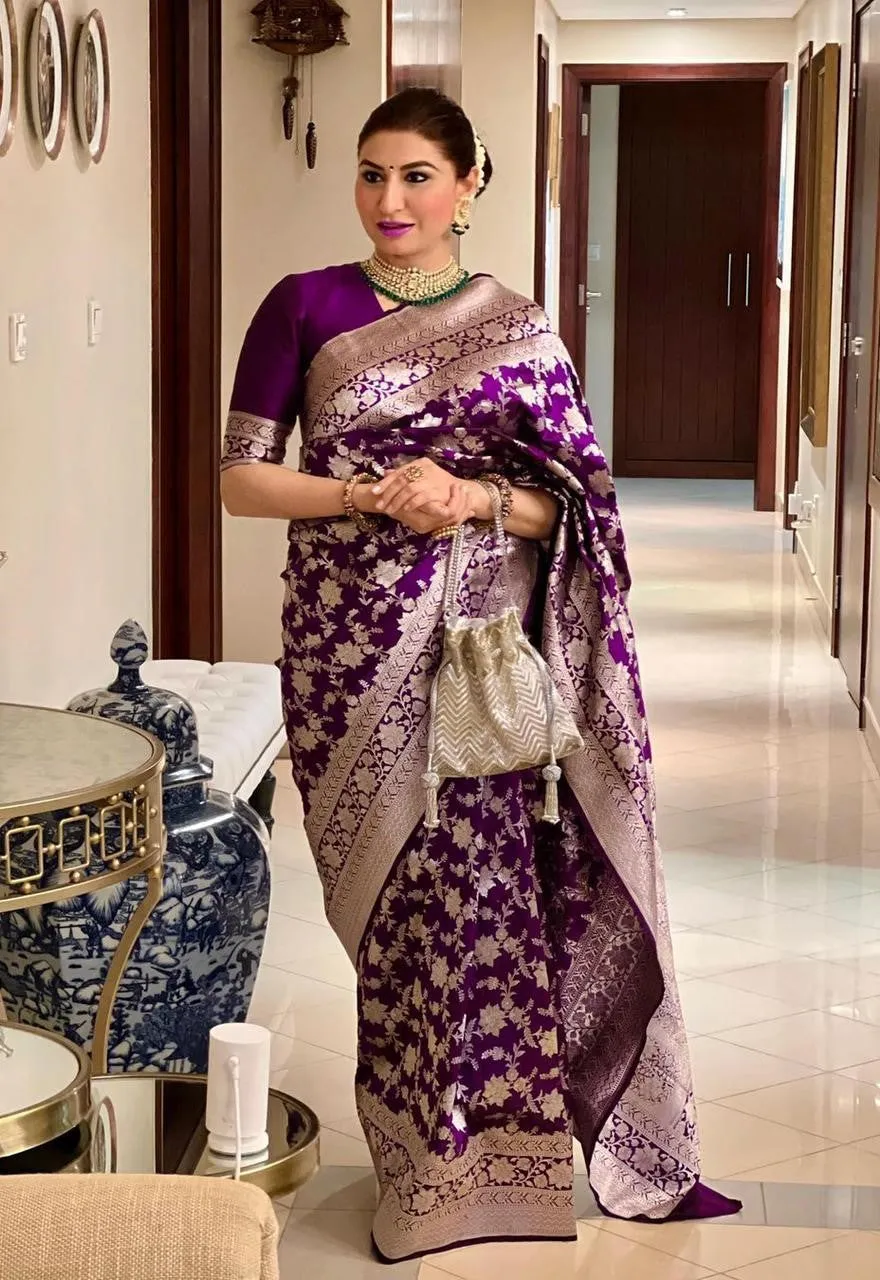 Evanescent Wine Soft Silk Saree With Excellent Blouse Piece