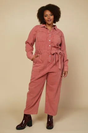 Force of Nature | Cotton Twill Utility Jumpsuit | Rust *FINAL SALE* (1X and 3X Left)