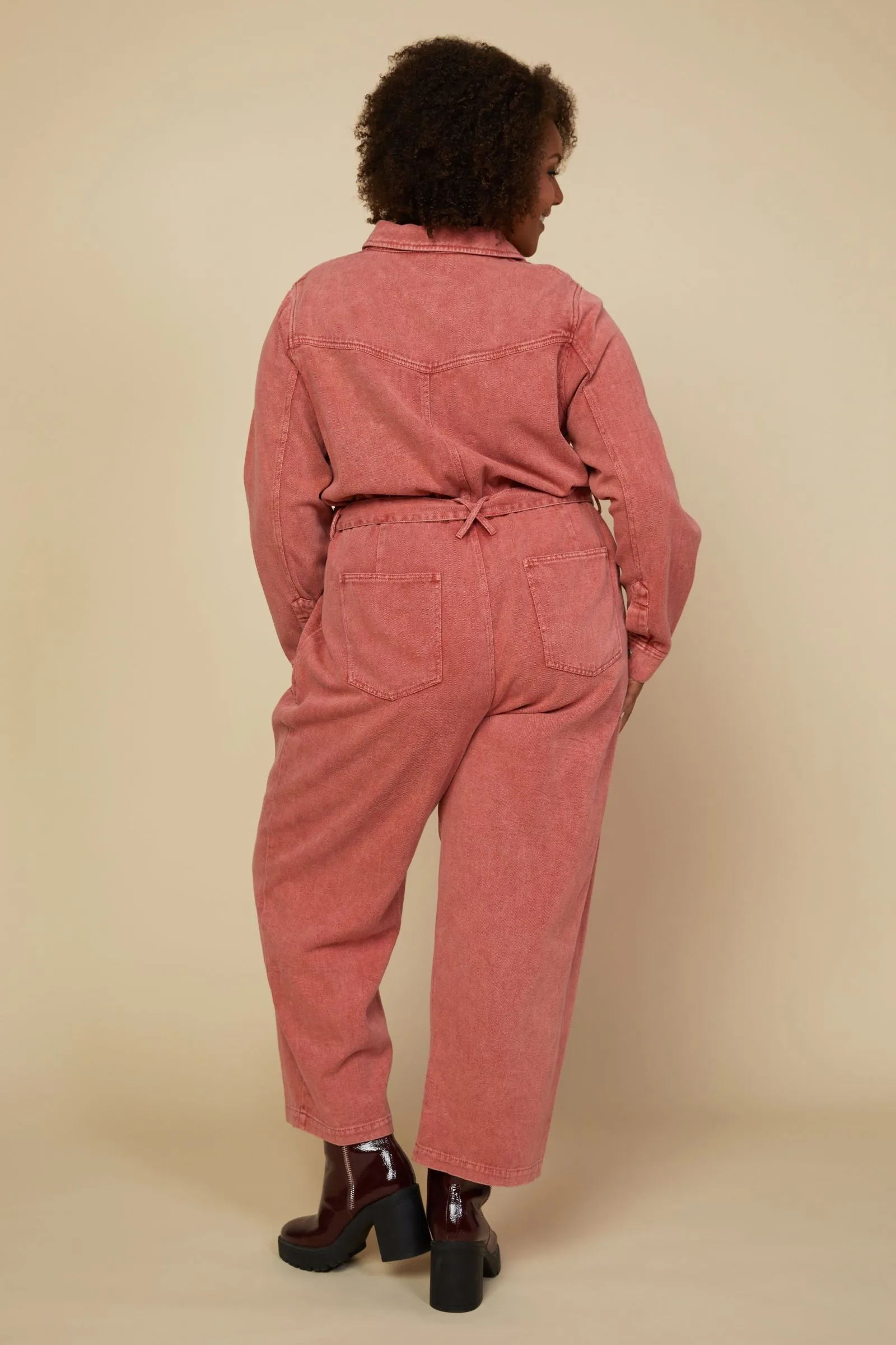 Force of Nature | Cotton Twill Utility Jumpsuit | Rust *FINAL SALE* (1X and 3X Left)