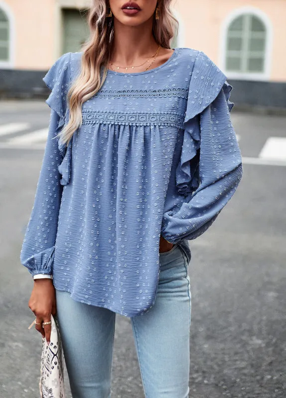 Galadriel Elegant Casual Lace Patchwork Long-Sleeved Top Blouse