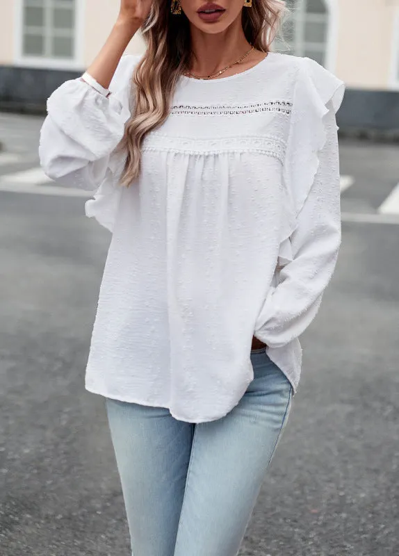 Galadriel Elegant Casual Lace Patchwork Long-Sleeved Top Blouse