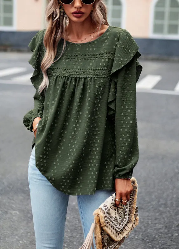 Galadriel Elegant Casual Lace Patchwork Long-Sleeved Top Blouse