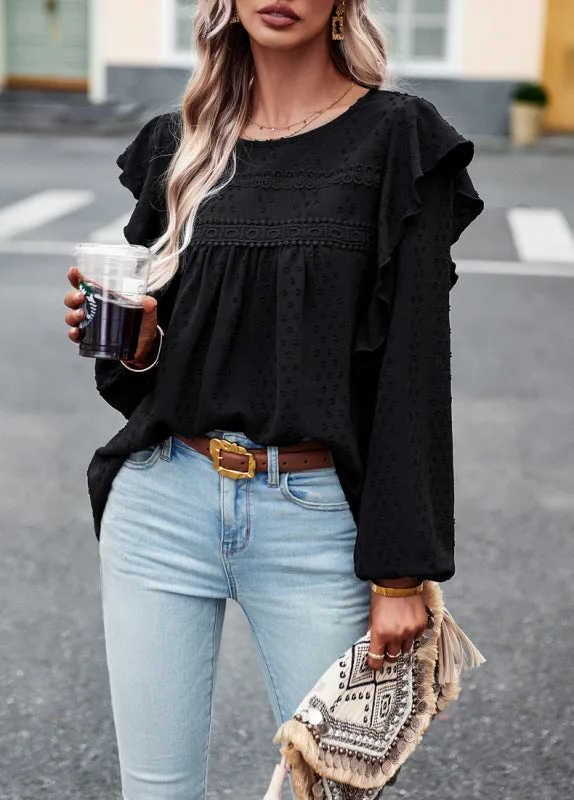 Galadriel Elegant Casual Lace Patchwork Long-Sleeved Top Blouse