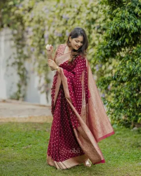 Gorgeous Maroon Soft Silk Saree With Alluring Blouse Piece