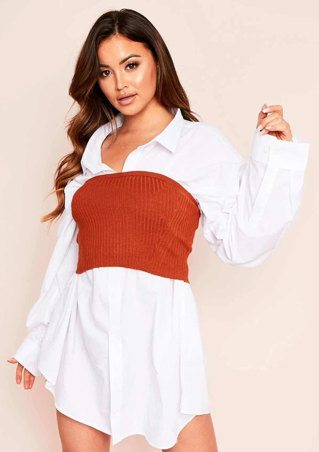 Hailee Rust Ribbed Bandeau Top