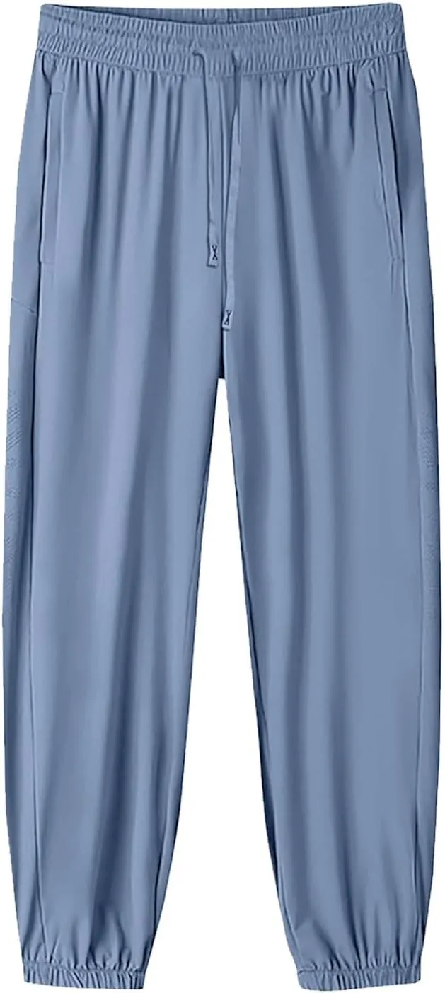 Hiking Pants Women Elastic Waist Drawstring Straight Leg Trousers Summer Loose Fit Breathable Sport Pants with Pocket