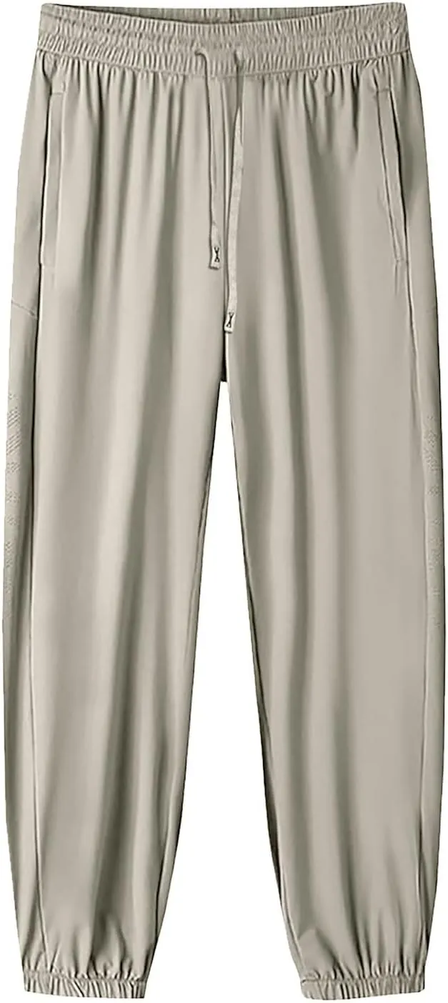 Hiking Pants Women Elastic Waist Drawstring Straight Leg Trousers Summer Loose Fit Breathable Sport Pants with Pocket